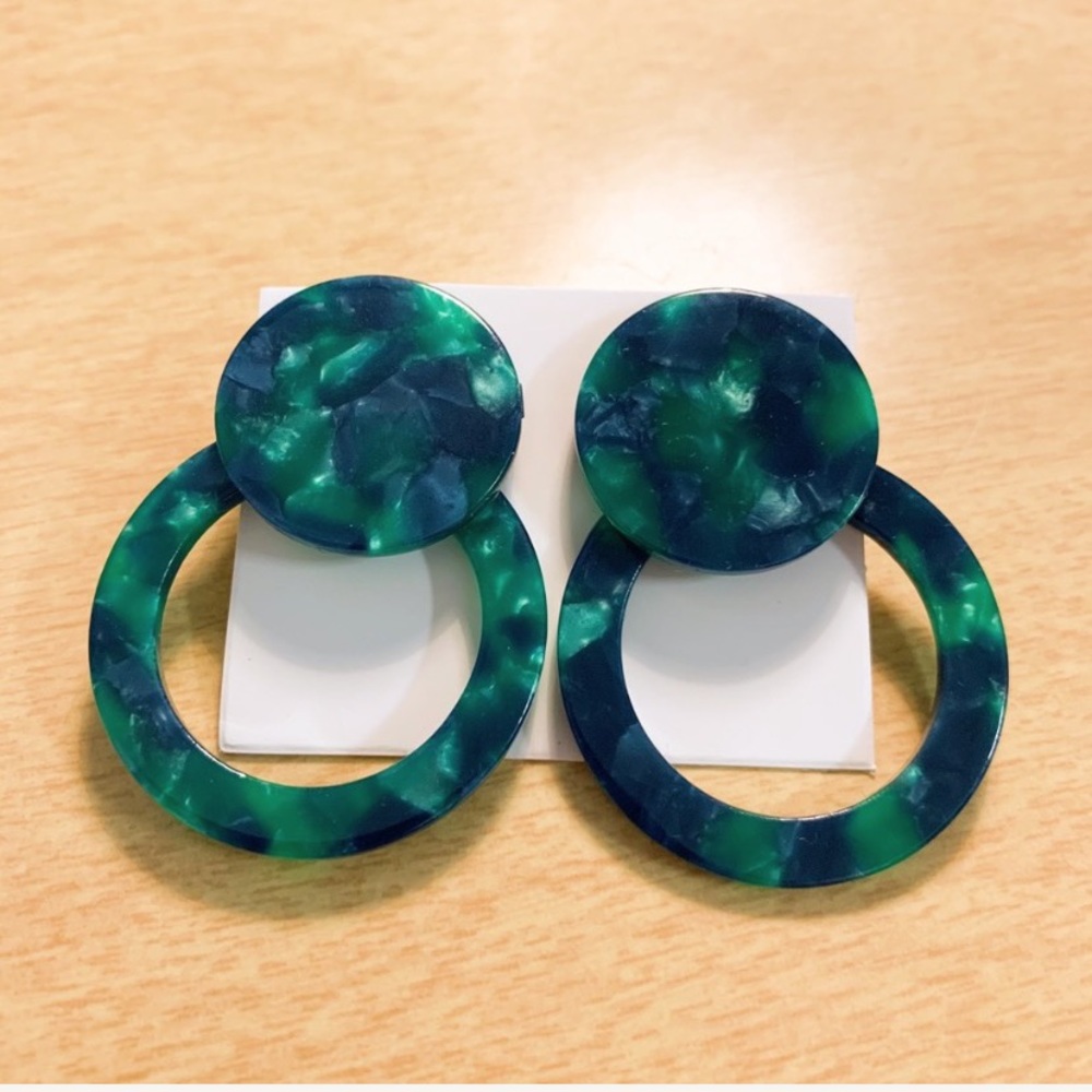 Marbleized acrylic double hoop earrings